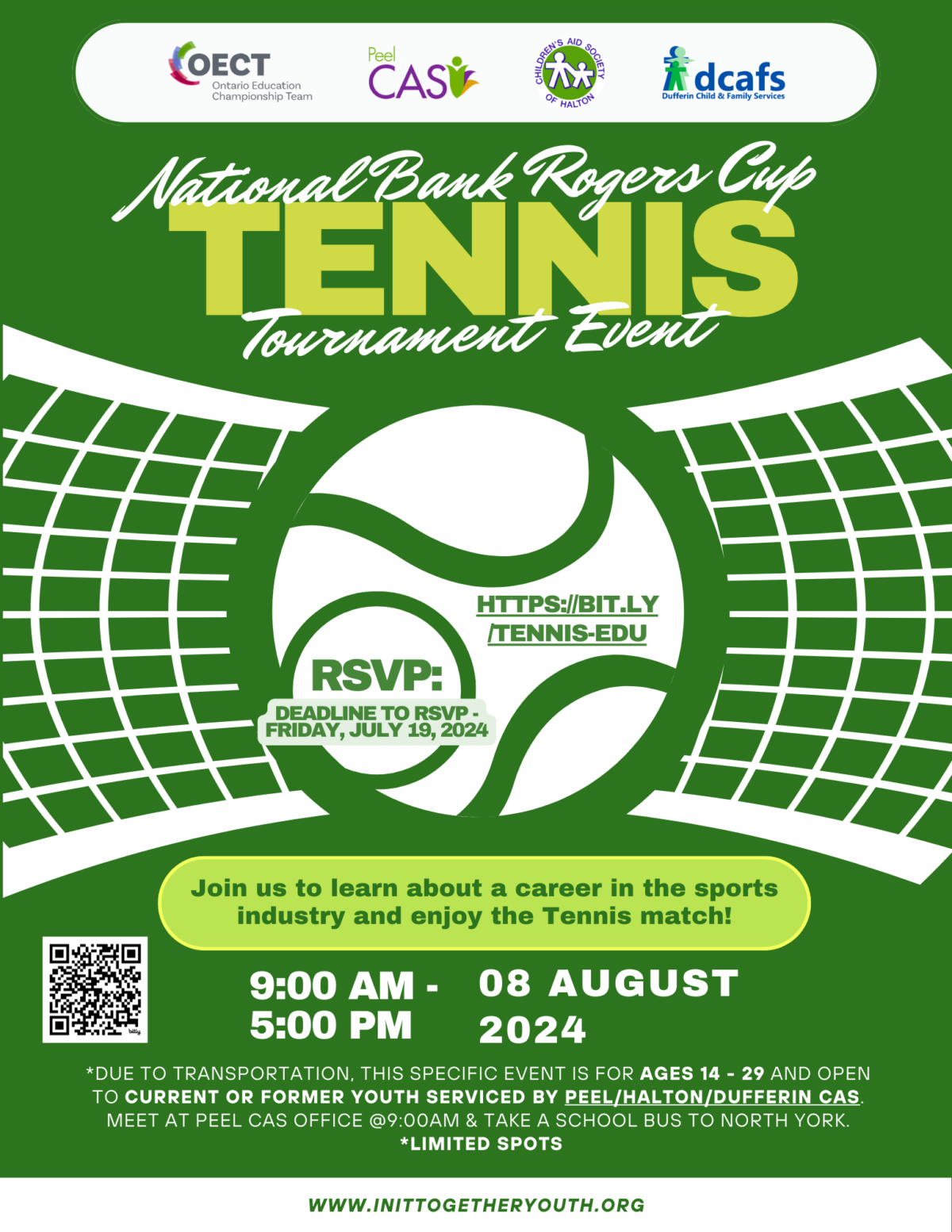 Join OECT for the National Bank Open, Roger’s Cup Tennis Tournament!